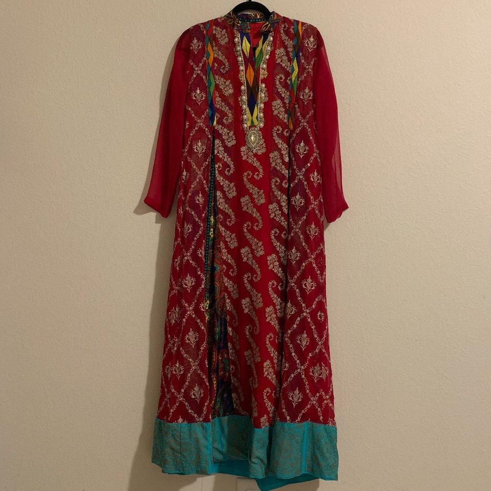 Red Peshwas Kurta Top